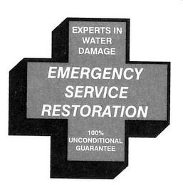 EXPERTS IN WATER DAMAGE EMERGENCY SERVICE RESTORATION 100% UNCONDITIONAL GUARANTEE logo