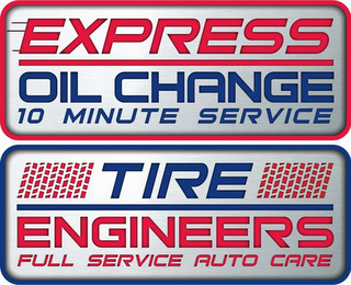EXPRESS OIL CHANGE 10 MINUTE SERVICE TIRE ENGINEERS FULL SERVICE AUTO CARE logo