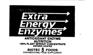 EXTRA ENERGY ENZYMES ANTIOXIDANT ENZYME NUTRITION 100% PLANT SPROUT CONCENTRATE ENTERIC COATED BIOTEC FOODS NON-MEDICINAL FOOD SUPPLEMENT 200 TABLETS logo