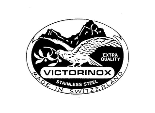 EXTRA QUALITY VICTORINOX STAINLESS STEELMADE IN SWITZERLAND logo