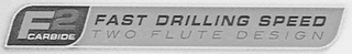 F2 CARBIDE FAST DRILLING SPEED TWO FLUTE DESIGN logo