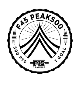 F45 PEAK500 500 PTS 1 GOAL F45 TRAINING logo