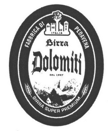 FABBRICA DI PEDAVENA ITALIA BIRRA DOLOMITI DAL 1897 BIRRA SUPER PREMIUM logo
