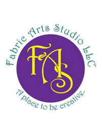 FABRIC ARTS STUDIO LLC FAS A PLACE TO BE CREATIVE. logo