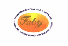 FABY INDUSTRIAS FABY S.A. DE C.V. CICEG4687 CORTE: PIEL VACUNO FORRO: PORCINO SUELA: SINT. logo