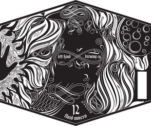 FADE TO BLACK ALE LEFT HAND BREWING CO. 12 FLUID OUNCES logo