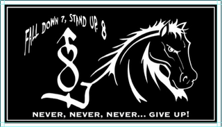FALL DOWN 7, STAND UP. 8 NEVER, NEVER, NEVER... GIVE UP! 8 logo