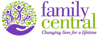 FAMILY CENTRAL CHANGING LIVES FOR A LIFETIME logo