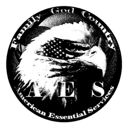 FAMILY GOD COUNTRY AES AMERICAN ESSENTIAL SERVICES logo
