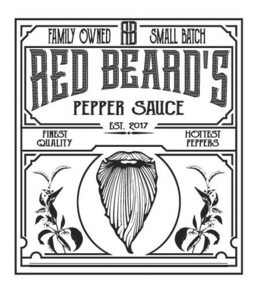 FAMILY OWNED RB SMALL BATCH RED BEARD'S PEPPER SAUCE EST. 2017 FINEST QUALITY HOTTEST PEPPERS logo