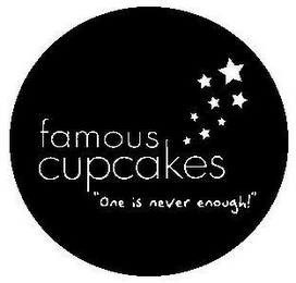 FAMOUS CUPCAKES "ONE IS NEVER ENOUGH!" logo