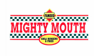 FAMOUS MIGHTY MOUTH THE BEST CHILI BURGERS & FRIES logo