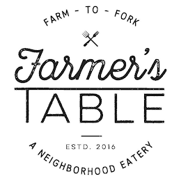 FARM - TO - FORK FARMER'S TABLE ESTD. 2016 A NEIGHBORHOOD EATERY logo