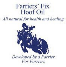 FARRIERS' FIX HOOF OIL ALL NATURAL FOR HEALTH AND HEALING DEVELOPED BY A FARRIER FOR FARRIERS logo