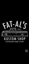 FAT-AL'S KING OF FLAT BLACK KUSTOM SHOP KUSTOM BODY WORK & PAINT logo