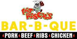 FAT RASCAL'S BAR-B-QUE PORK BEEF RIBS CHICKEN logo