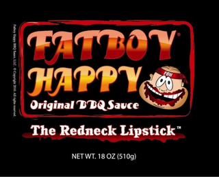 FATBOY HAPPY ORIGINAL BBQ SAUCE THE REDNECK LIPSTICK logo