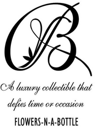 FB A LUXURY COLLECTIBLE THAT DEFIES TIME OR OCCASION FLOWERS-N-A-BOTTLE logo