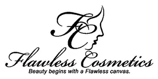 FC FLAWLESS COSMETICS BEAUTY BEGINS WITH A FLAWLESS CANVAS. logo