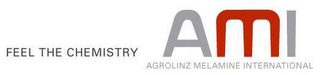 FEEL THE CHEMISTRY AMI AGROLINZ MELAMINE INTERNATIONAL logo