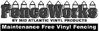 FENCEWORKS BY MID ATLANTIC VINYL PRODUCTS MAINTENANCE FREE VINYL FENCING logo