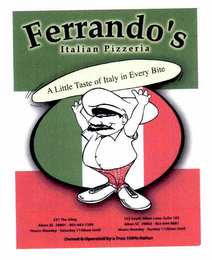 FERRANDO'S ITALIAN PIZZERIA A LITTLE TASTE OF ITALY IN EVERY BITE logo
