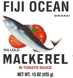 FIJI OCEAN BRAND IKA LOLO MACKEREL IN TOMATO SAUCE NET WT. 15 OZ. (425 G) logo