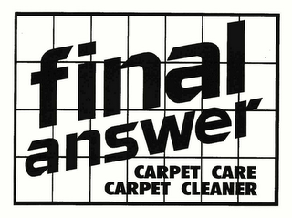 FINAL ANSWER CARPET CARE CARPET CLEANER logo
