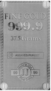 FINE GOLD 999.9 37.5 GRAMS JJ ASSAYES PUREST MADE IN USA 9999 JJ FINE GOLD logo