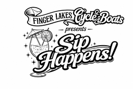 FINGER LAKES CYCLE BOATS PRESENTS SIP HAPPENS logo