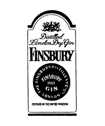 FINSBURY DISTILLED LONDON DRY GIN FINSBURY DRY GIN THE FINSBURY DISTILLERY CO LTD LONDON DISTILLED IN THE UNITED KINGDOM logo