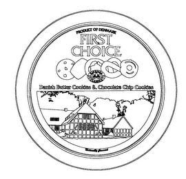 FIRST CHOICE DANISH BUTTER COOKIES & CHOCOLATE CHIP COOKIES PRODUCT OF DENMARK NATURALLY FLAVORED RIPENSA CLASSICS logo