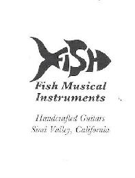 FISH FISH MUSICAL INSTRUMENTS HANDCRAFTED GUITARS SIMI VALLEY, CALIFORNIA logo