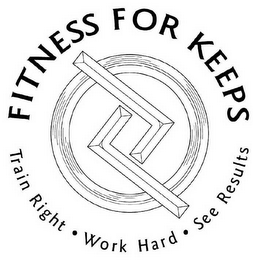 FITNESS FOR KEEPS TRAIN RIGHT WORK HARD SEE RESULTS logo