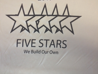 FIVE STARS WE BUILD OUR OWN logo