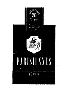 FJB PARISIENNES SUPER CIGARETTES 20 FILTRE F.J. BURRUS & CIE logo