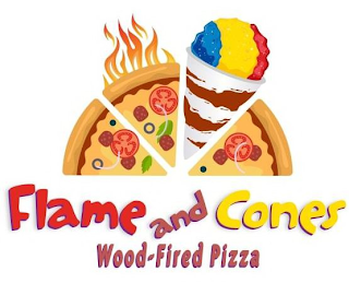 FLAME AND CONES WOOD-FIRED PIZZA logo