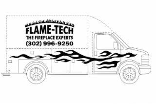 FLAME-TECH THE FIREPLACE EXPERTS (302) 996-9250 logo