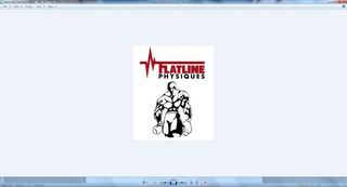 FLATLINE PHYSIQUES WITH THE TERM PHYSIQUES PLCED UNDERNEATH FLATLINE AND THE BLACK AND WHITE SILHOETTE OF THE BACK MUSCULAR IMAGE OF A BOXER LOCATED BENEATH THE TERM PHYSIQUES logo