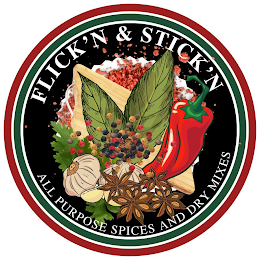 FLICK'N & STICK'N ALL PURPOSE SPICES AND DRY MIXES logo