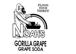 FLOOD YOUR THIRST! NOAH'S GORILLA GRAPEGRAPE SODA logo