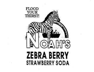 FLOOD YOUR THIRST! NOAH'S ZEBRA BERRY STRAWBERRY SODA logo