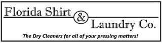 FLORIDA SHIRT & LAUNDRY CO. THE DRY CLEANERS FOR ALL OF YOUR PRESSING MATTERS! logo