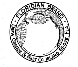 FLORIDIAN BRAND DREW ORANGE & FRUIT CO ISLAND GROVE, FLA. logo