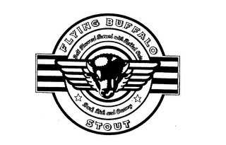 FLYING BUFFALO STOUT FULL FLAVORED BREWED WITH ROLLED OATS DARK RICH AND CREAMY logo