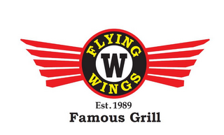 FLYING W WINGS EST. 1989 FAMOUS GRILL logo