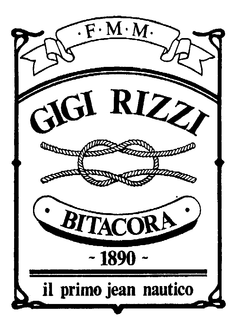 F.M.M. GIGI RIZZI BITACORA 1890 IL PRIMO JEAN NAUTICO logo