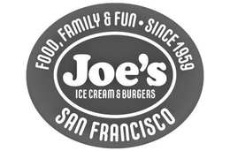 FOOD, FAMILY AND FUN · SINCE 1959 JOE'S ICE CREAM & BURGERS SAN FRANCISCO logo