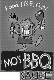 FOOD. FIRE. FUN. MO'S BBQ SAUCE logo