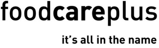 FOODCAREPLUS IT'S ALL IN THE NAME logo
